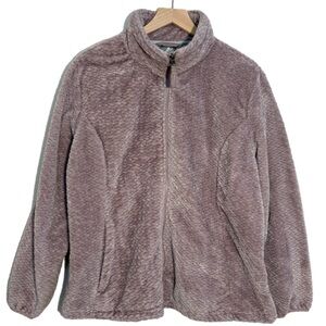 Free2B Braided Butter Pile Faux Fur Teddy Jacket Zip Up Women’s Lavender XXL.
